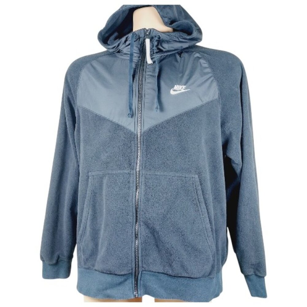 Nike Men's Gray Sportswear Polar Fleece Winterized Full-Zip Hoodie Size XL